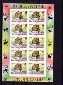 Guinea 2000 WWF Mangabey & Baboon 4 Sheetlets Imperforated  MNH #275