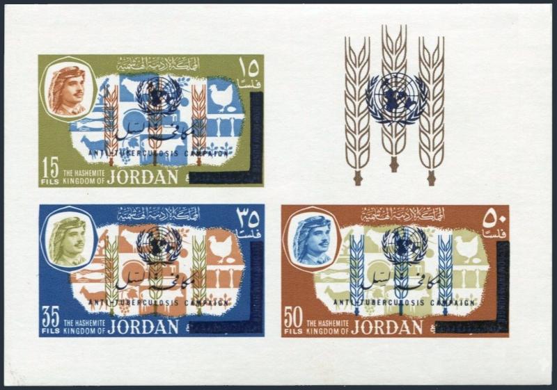 Jordan 529D,MNH.Michel Bl.34. Anti-tuberculosis Campaign,1966.FAO overprinted.