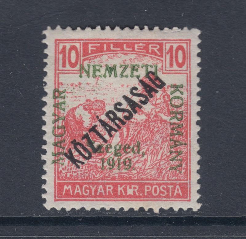 Hungary Sc 11N24 MLH. 1919 10f rose red Sowers w/ ovpt 