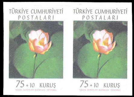 Turkey #B90-92var, 1962 Flowers, three diff. imperforate pairs, colors slight...