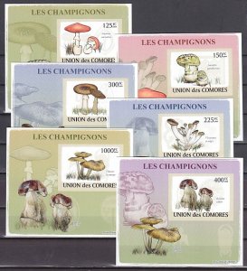 Comoro Is., 2009 issue. Mushrooms issue as 6 Deluxe s/sheets. ^