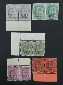 MOMEN: INDIA NABHA SG #37/45 PAIRS MINT OG NH LOT #193898-2404 