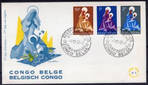 Belgian Congo 1959 Sc#318/320 Christmas Madonna and Child Set (3) Official FDC