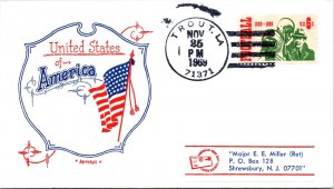 PATRIOTIC FLAG CACHET EVENT COVER CANCELLED AT TROUT LOUISIANA 1969