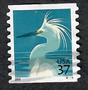 US #3829 Snowy Egret Used PNC Single plate #V2111