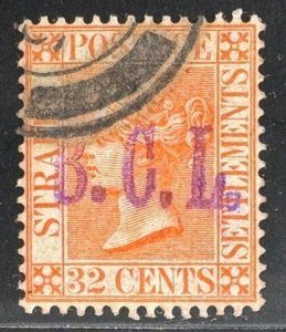 MALAYA 1883 STRAITS SETTLEMENTS QV 32c CA USED SG#70 M5642b#