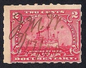 R164 2 cent Documentary Battleship Stamps used F