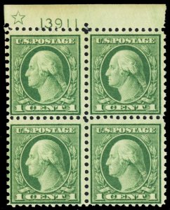 538, Mint NH 1¢ Plate Block of Four - Stuart Katz