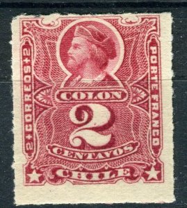 CHILE; 1900 early Columbus rouletted issue Mint hinged Shade of 2c. value