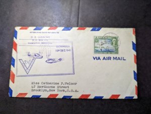 1941 Bermuda Airmail First Day Cover FDC Hamilton to Brooklyn NY USA