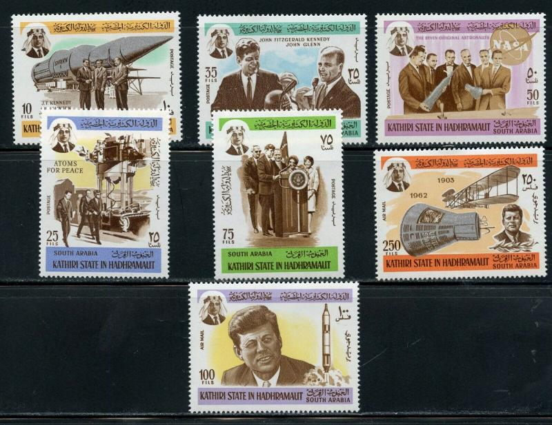 SOUTH ARABIA  KATHIRI STATE IN HADHRAMAUR   JOHN KENNEDY MEMORIAL SET MINT NH 