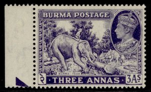 BURMA GVI SG57a, 3a blue-violet, LH MINT.