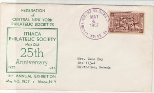 U.S. 1957 ITHACA Philatelic Society 25th Anni. Illust Fort Stamp Cover Ref 37685