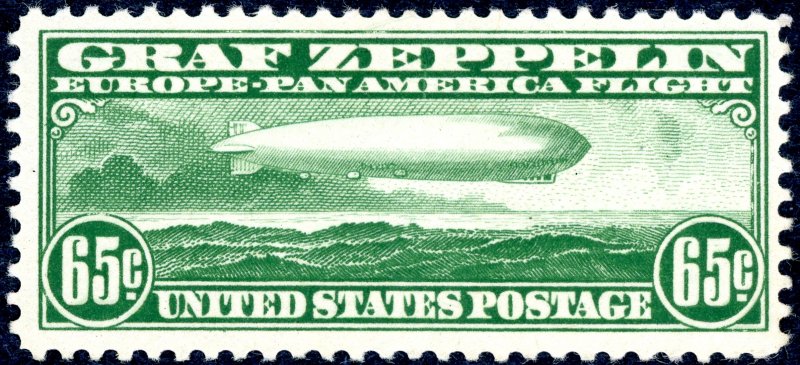 #C13 – 1930 65c Graf Zeppelin green. MNH OG F/VF Cert/Grade 75.