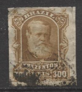 Brazil - Scott 75 - Dom Pedro Issue -1878 - Rouletted - Used- Single 300r Stamp