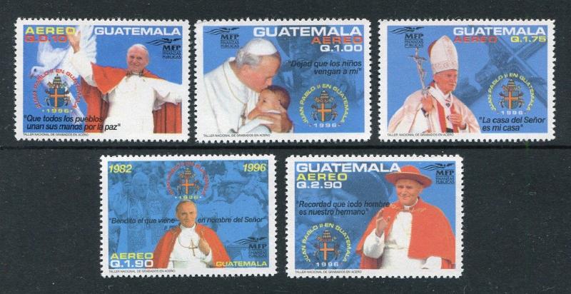 Guatemala C858-C862, MNMH, Visit of Pope John Paul II 1996. x28435