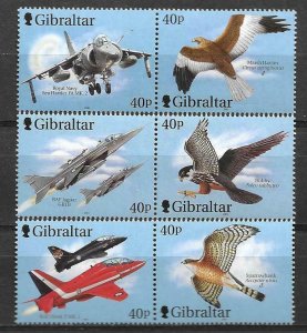 2001  GIBRALTAR  -  SG.  982 / 987  -  WINGS OF PREY - Series 3   -  MNH