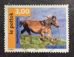 France 1998 Scott 2673 used - 3.00fr,  Horses, le pottok