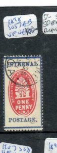 NYASALAND (P2306B) BRITISH CENTRAL AFRICA 1D CHECK STAMP SG57AB VFU