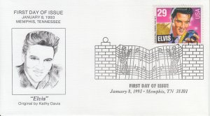 1993 Elvis Presley (Scott 2721) Memphis Collectible Davis Elvis Art FDC