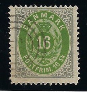 Denmark SC#20 Used Fine reverse pencil marks SCV$175.00...Worth a Close Look!