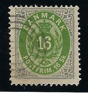 Denmark SC#20 Used Fine reverse pencil marks SCV$175.00...Worth a Close Look!