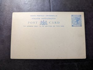 Mint Straits Settlements Postal Stationery Postcard Three Cents Denomination