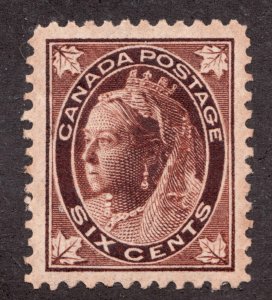 1897 - #71 MNH XF- 6c Brown - Canadian Maple Leaf - Queen Victoria Stamp cv$600