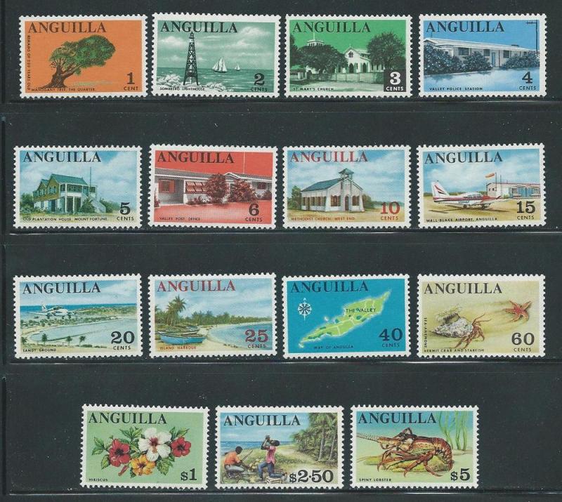 Anguilla 17-31 1967-8 Definitives set MNH