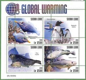 A2532 - SIERRA LEONE - ERROR: MISPERF - 2019 Global warming, Fish, Birds, Seals