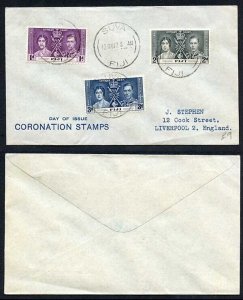 Fiji 1937 Coronation on a Cover