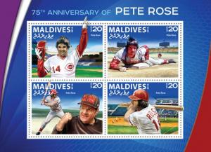 MALDIVES 2016 SHEET BASEBALL ANNIVERSARY OF PETE ROSE SPORTS mld16506a