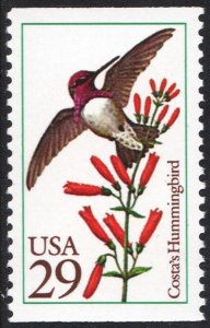 SC#2644 29¢ Hummingbirds: Costa's Hummingbird Booklet Single (1992) MNH