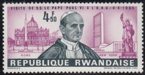 Rwanda 1966 MNH Sc 149 4.50fr Pope Paul VI Visit to UN