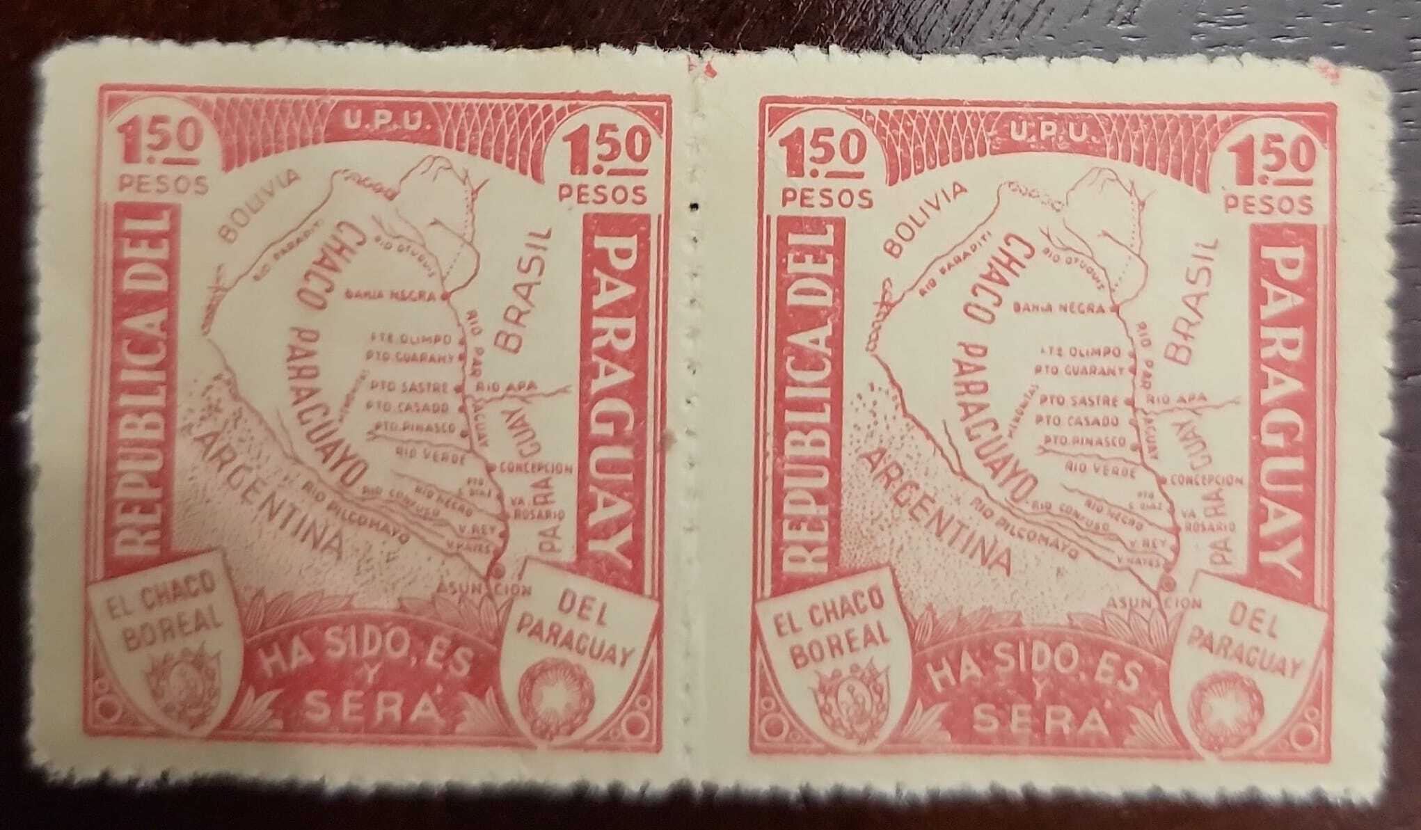 El 1932 Paraguay Pair of Postage Stamp National Claim on the