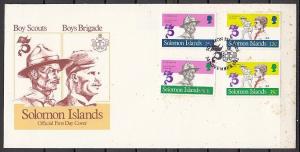 Solomon Is., Scott cat. 481, 83, 85, 87. Scout Values on a First Day Cover. ^