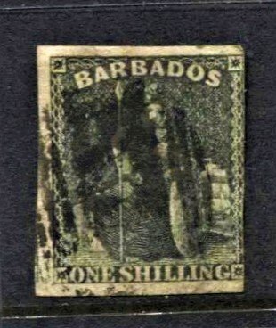 STAMP STATION PERTH -Barbados #9 Britannia Issue Used Unwmk. Imperf. CV$85.00