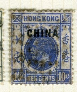 HONG KONG CHINA PO; 1917-20s early GV Optd. issue used 10c. value