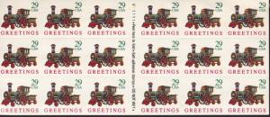 United States 1992 Pane of 18. Greetings Toy Train Self Adhesive F/VF/NH