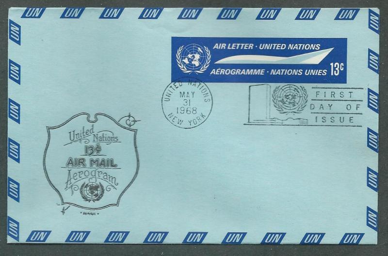 U. N. Scott UC7 Artopages FDC  13c Aerogram