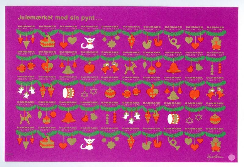 Denmark. Christmas Seal 1977.Comp. Set 7 Sheet. Scale/Proof Print. Imperforated