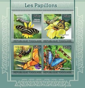 Togo 2011 MNH - Butterflies. YT 2524-2527, Mi 3899-3902