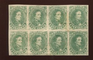 Confederate States 1 Mint Block of 8 Stamps (Bz 1243)
