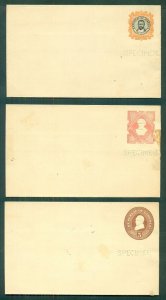 LIBERIA, 1893, H&G #4-6 envelopes with SPECIMEN perfin below indicia, VF