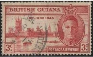 British Guiana 242 (used) 3c Peace issue, carmine (1946)