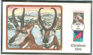 US 2871/2874 Fred Collins handpainted FDC - Christmas, Madonna - Birds - Wildlife