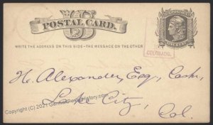 USA 1877 Colorado ROSITA Boxed Violet Cancel Cover Bank Docketing 101757