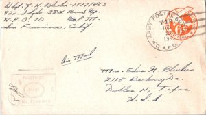 United States A.P.O.'s 6c Monoplane Air Envelope 1945 U.S. Army Postal Servic...