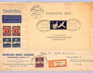 DANZIG Poland 1937 FDC *DAPOSTA* EXHIBITION Mini-Sheet First Day Cover WT199