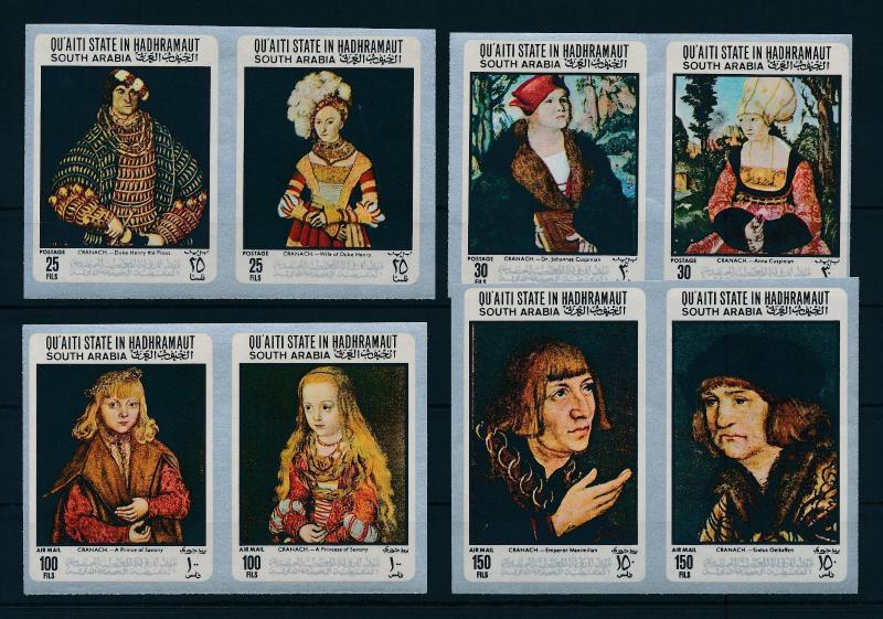 [95536] Aden Qu'aiti State Hadhramaut 1967 Painting Cranach Imperf 4 Sheets MNH